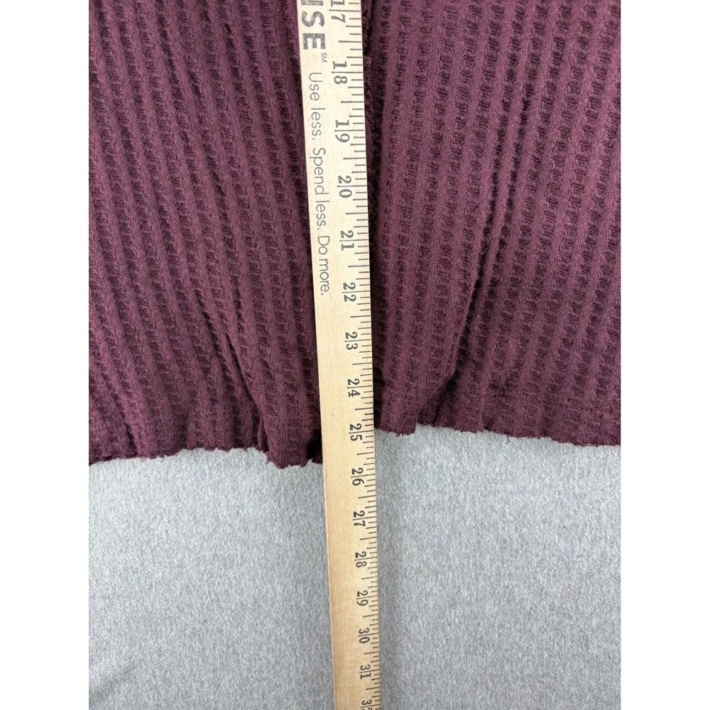 Free People Long Sleeve Womens M Thermal Waffle Knit Crop Top Cowl Neck Plum NWT